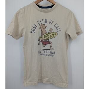 Aeropostale Surf Club of Cali Graphic Tee XS Beige 100% Cotton Vintage Y2K Surf